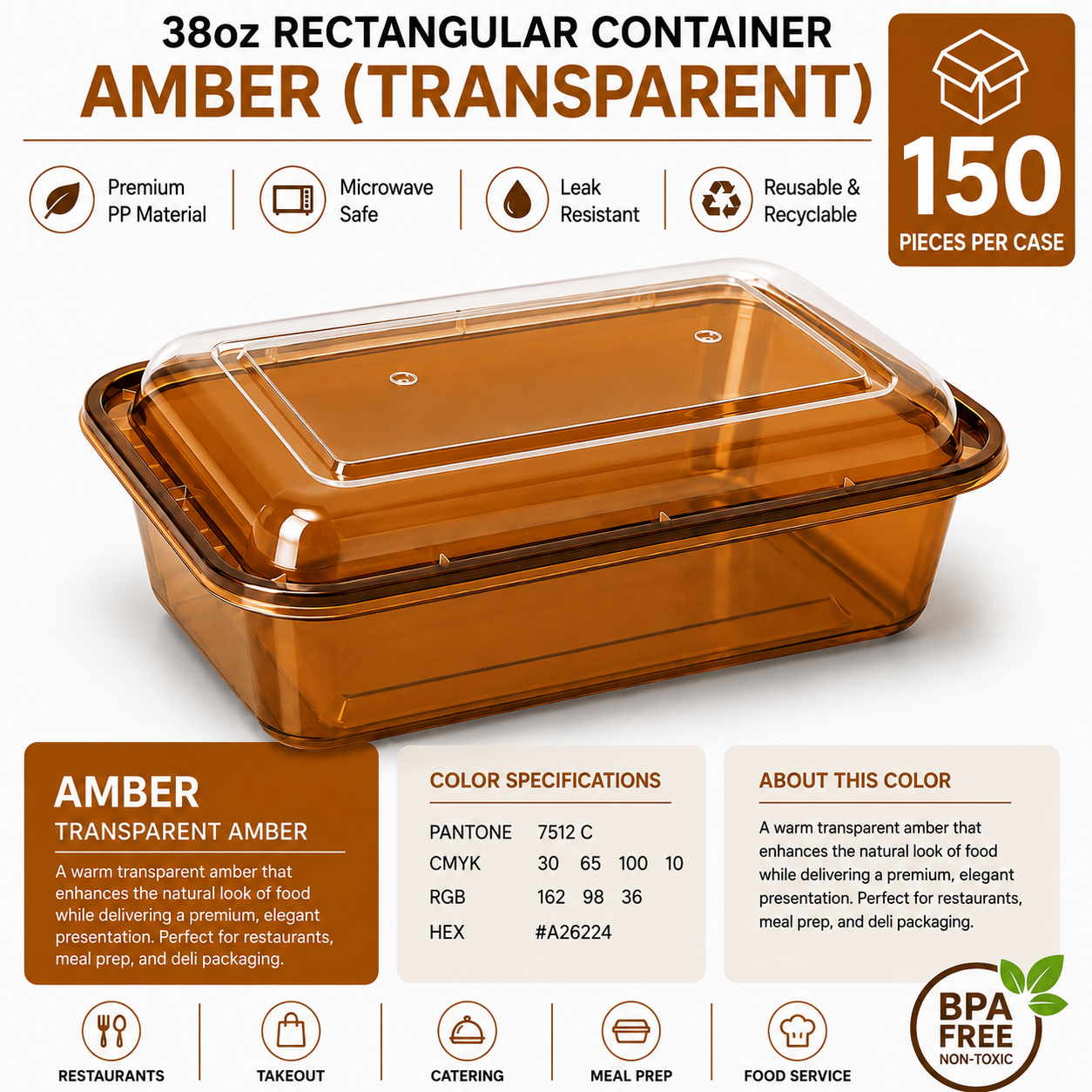 Transparent amber color food container