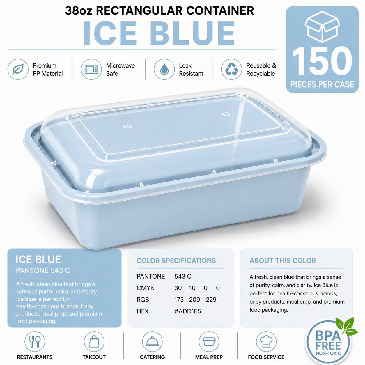 Ice blue color food container
