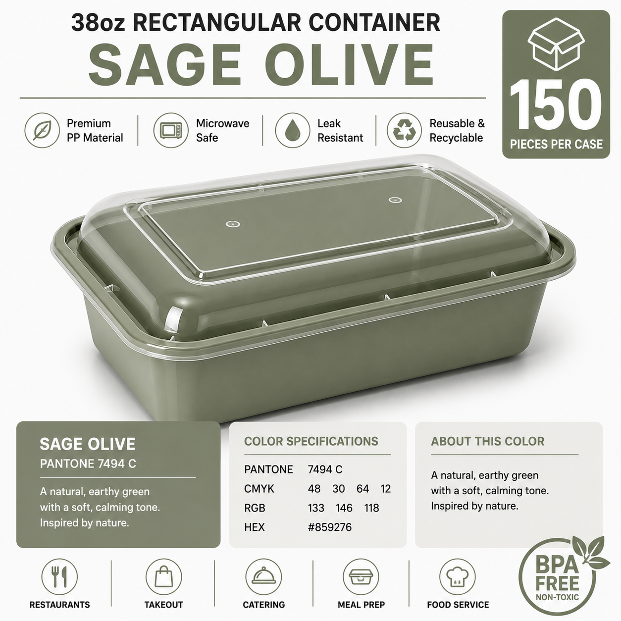 Sage olive color food container
