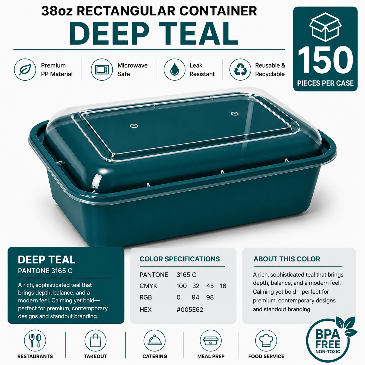 Deep teal color food container