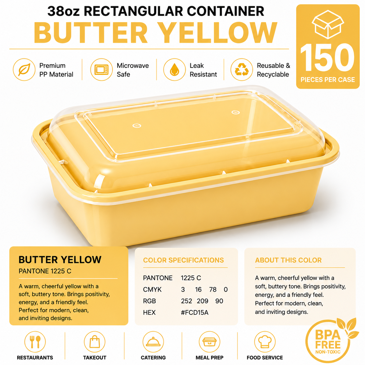 Butter yellow color food container