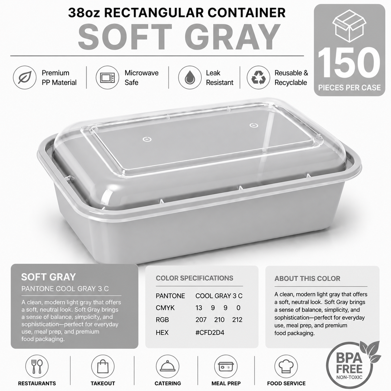 Soft gray color food container