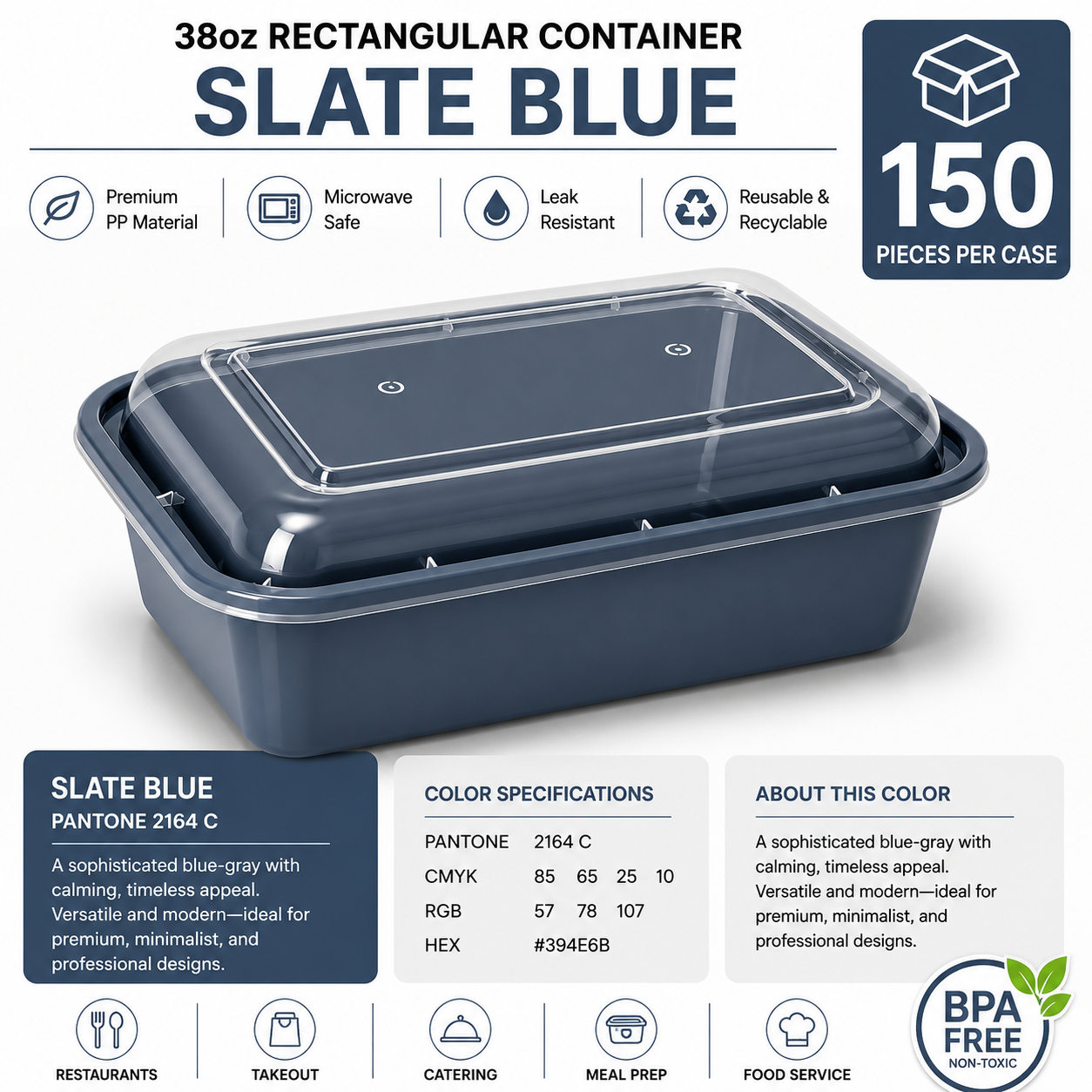 Slate blue food container