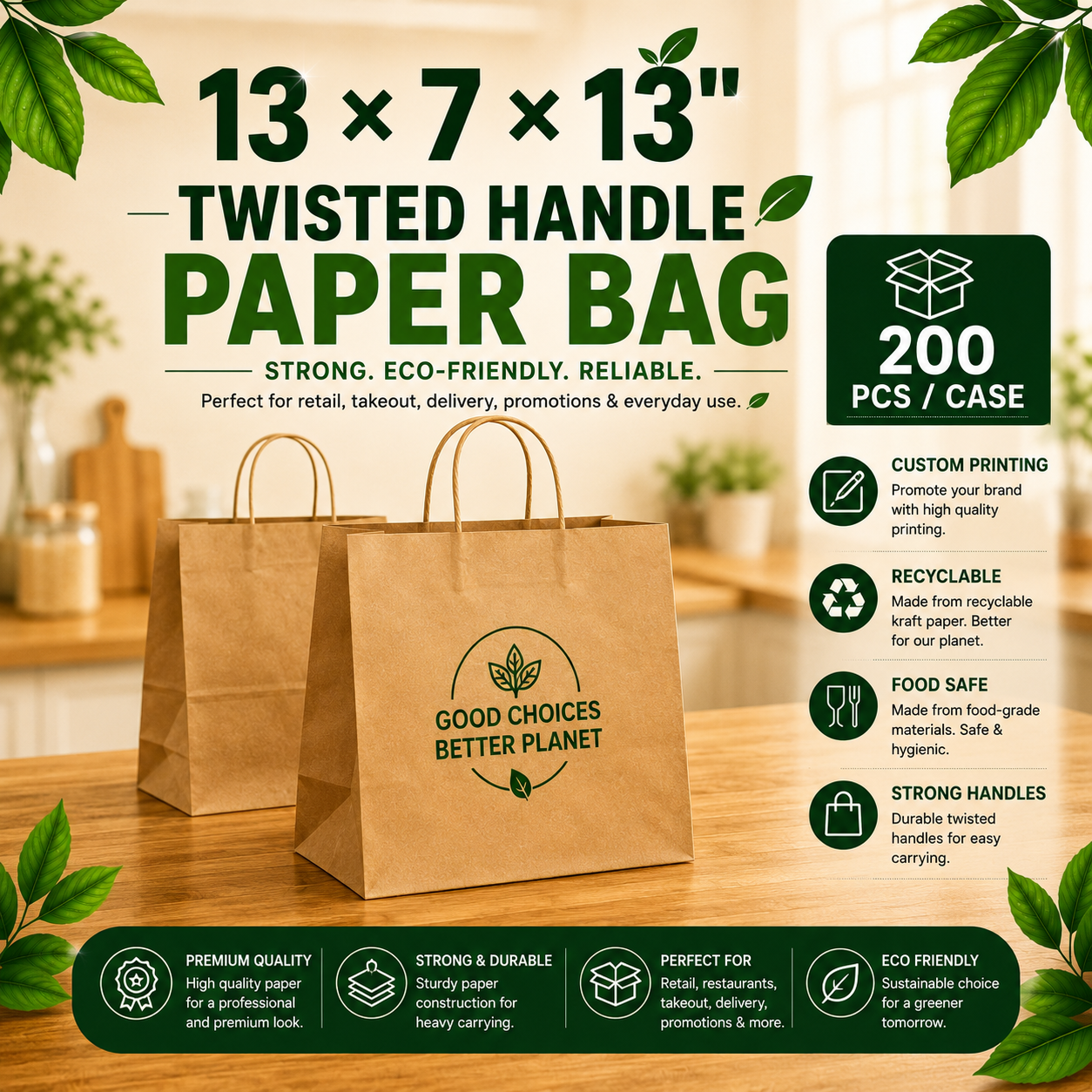 13x7x13" paper bag with the handle