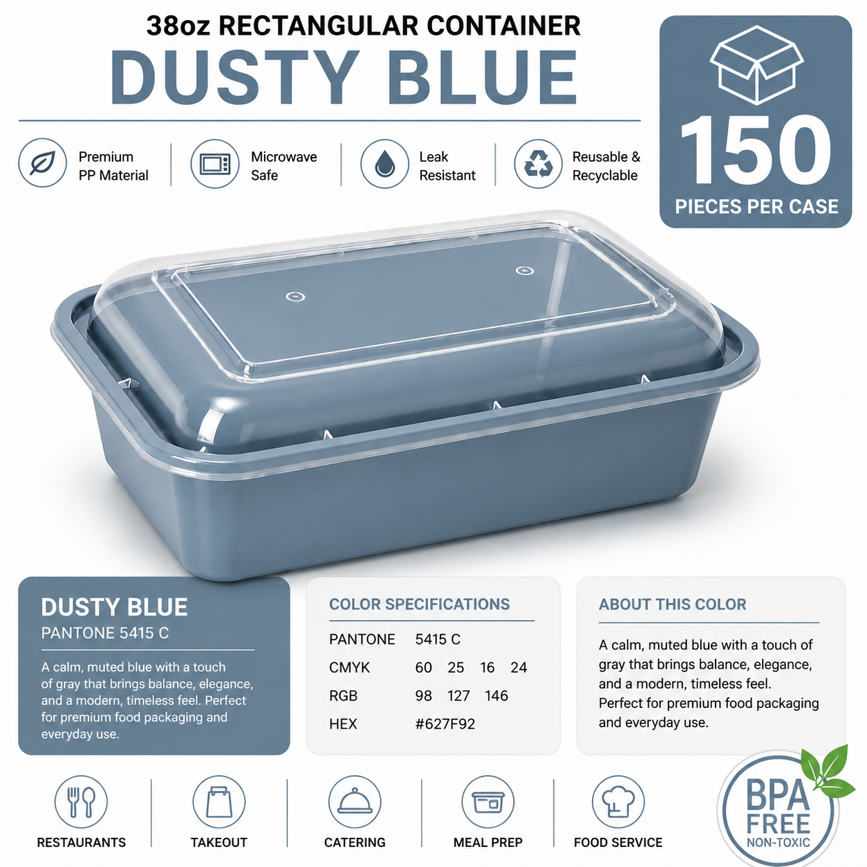Dusty blue color food container