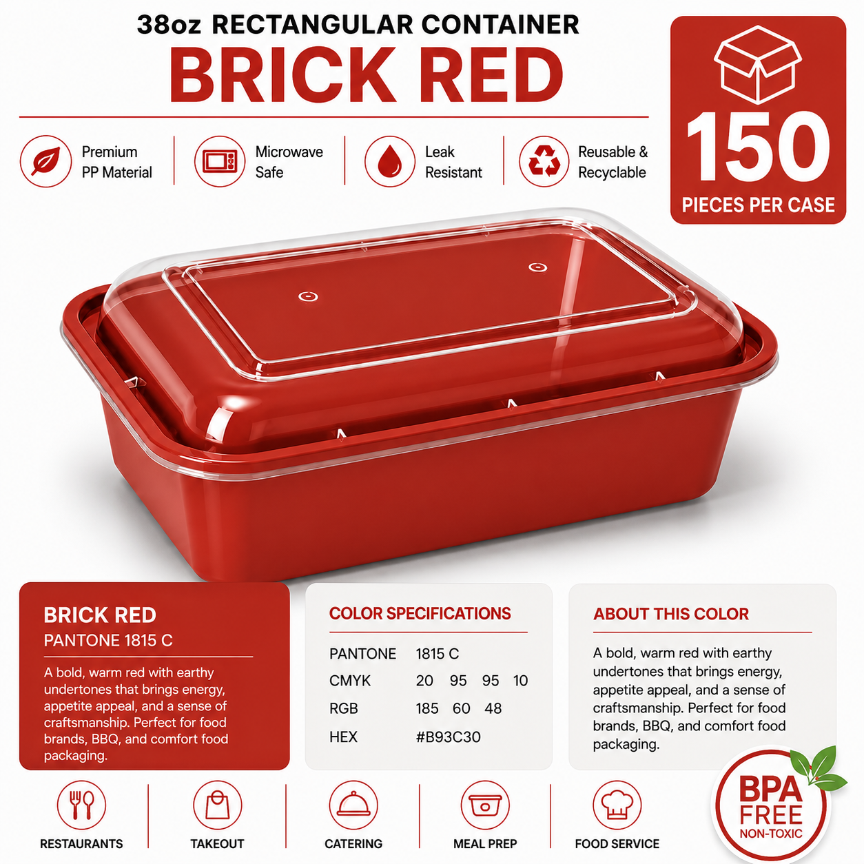 Brick red color food container