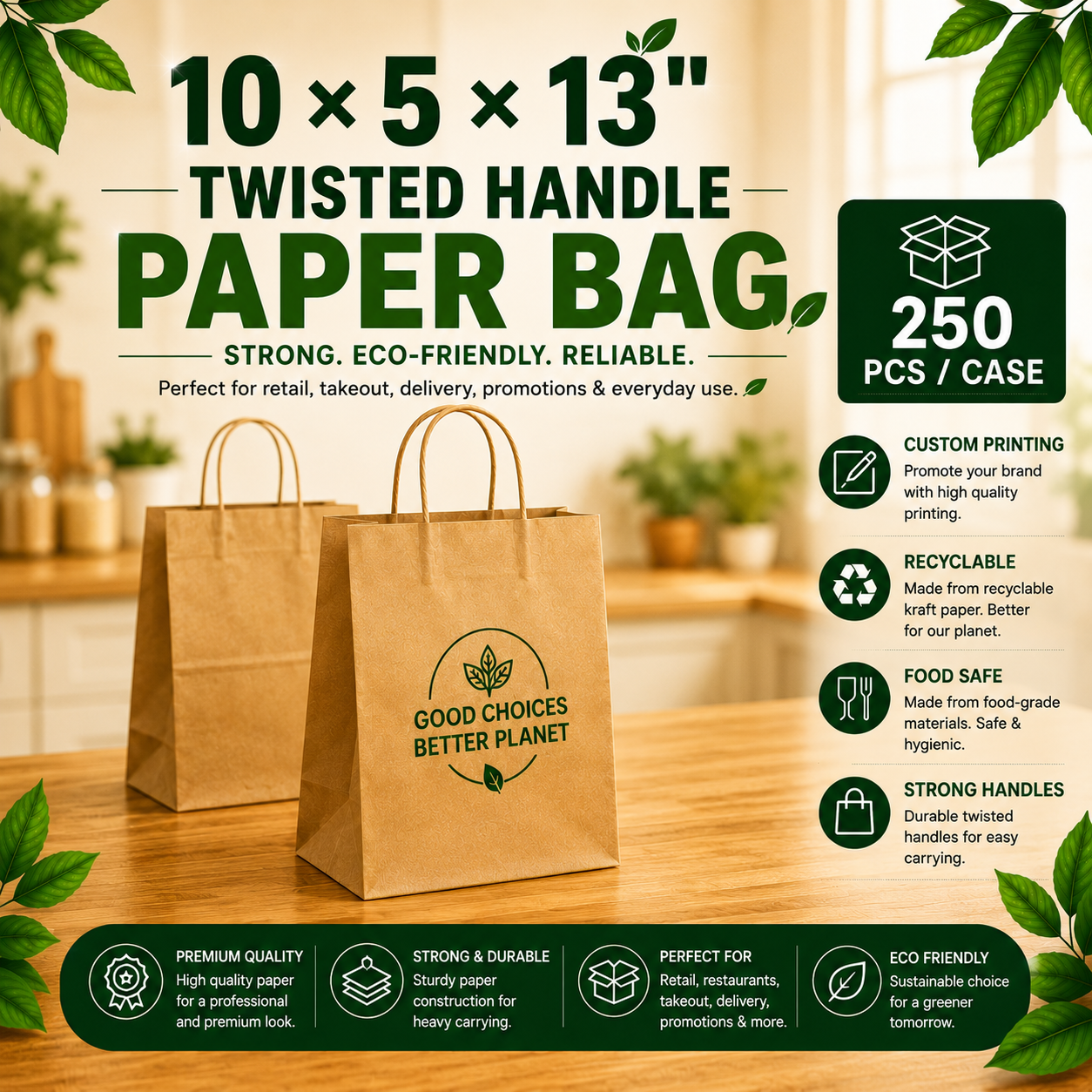 10x5x13" paper bag with the handle