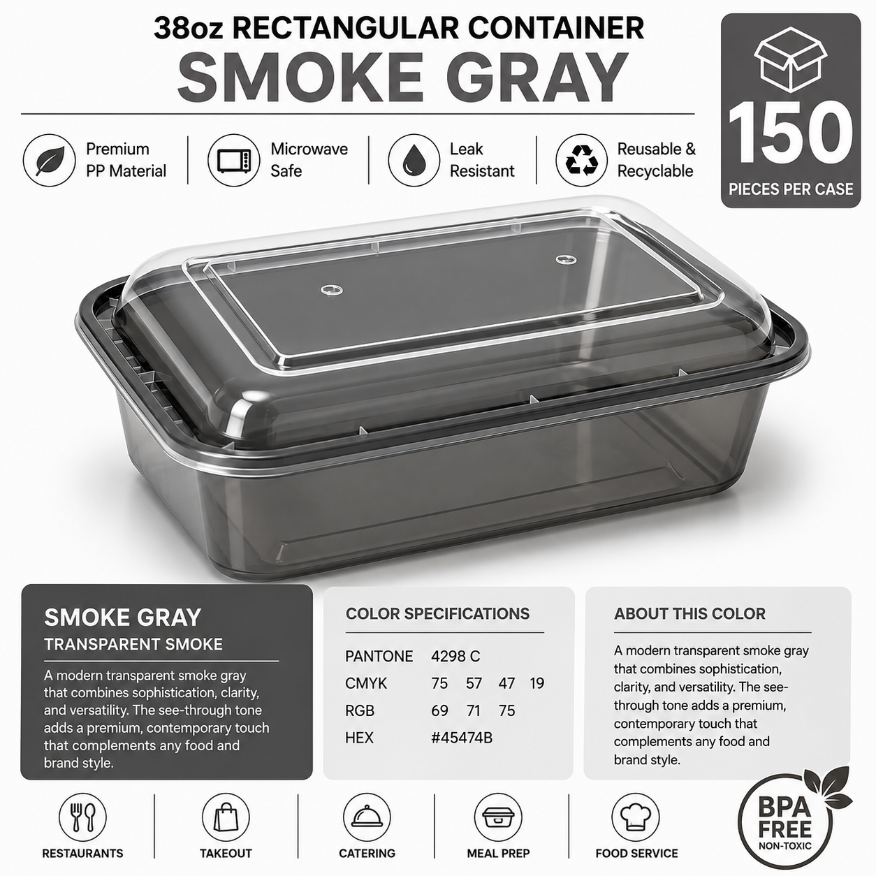 Smoke gray color food container