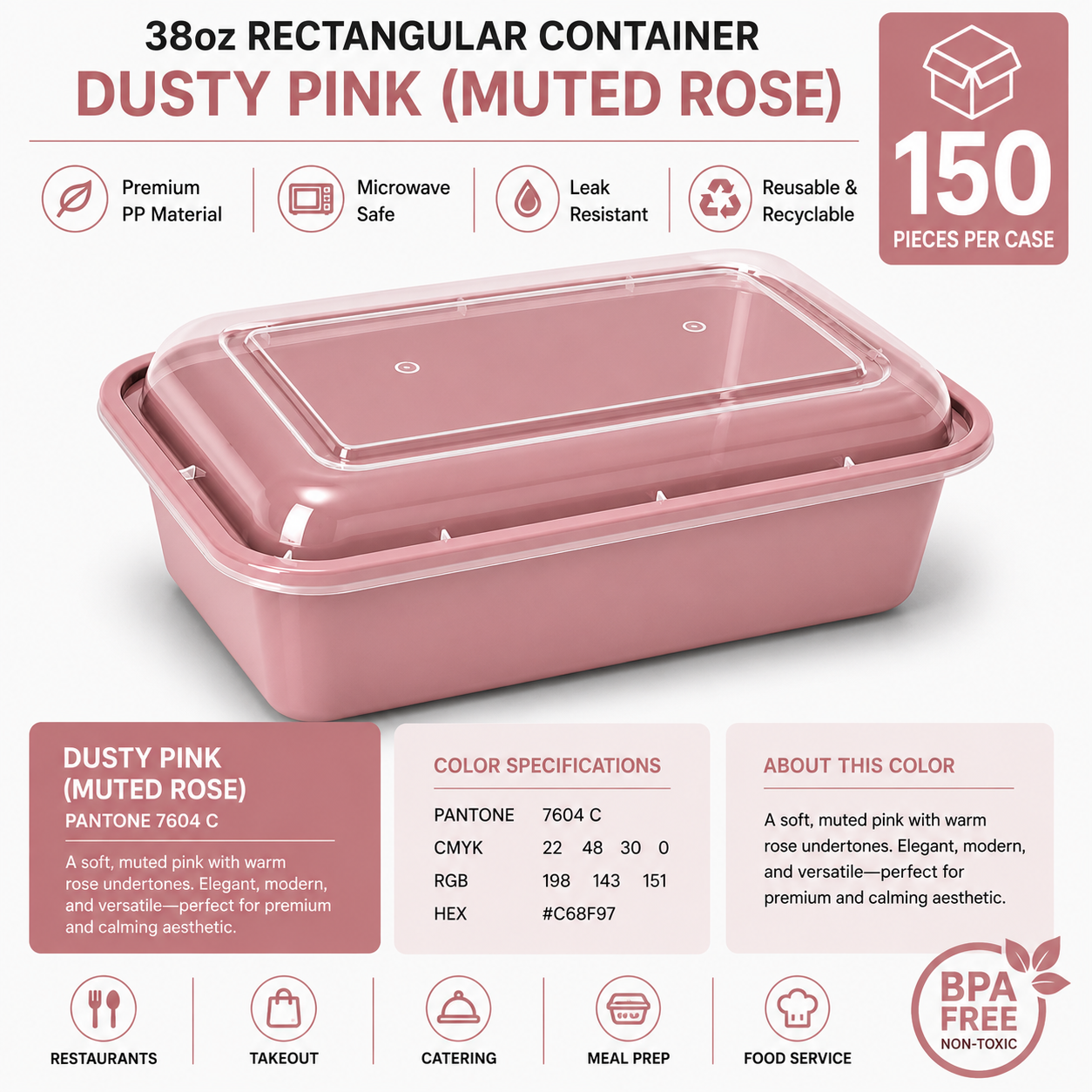 Dusty pink color food container