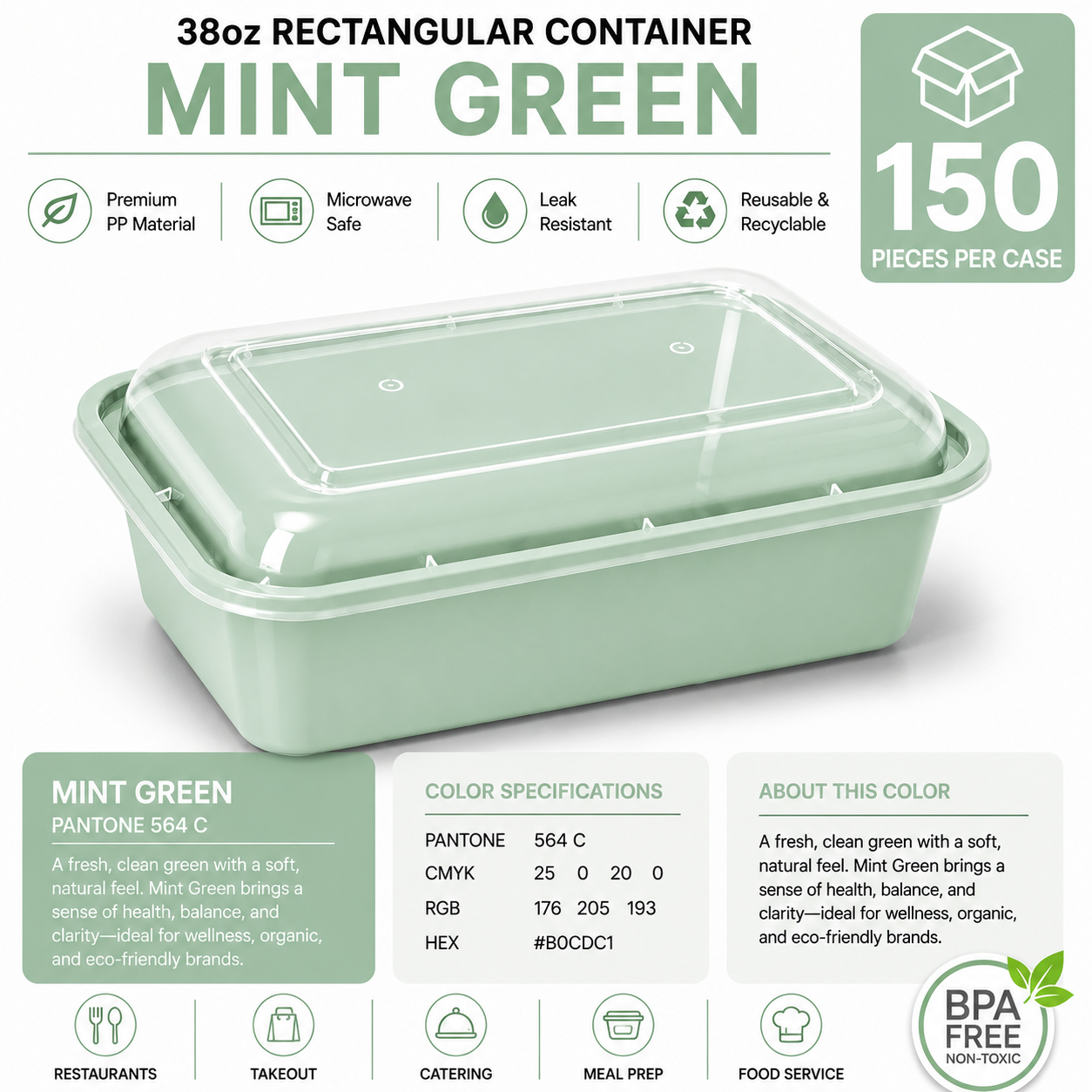 Mint green color food container