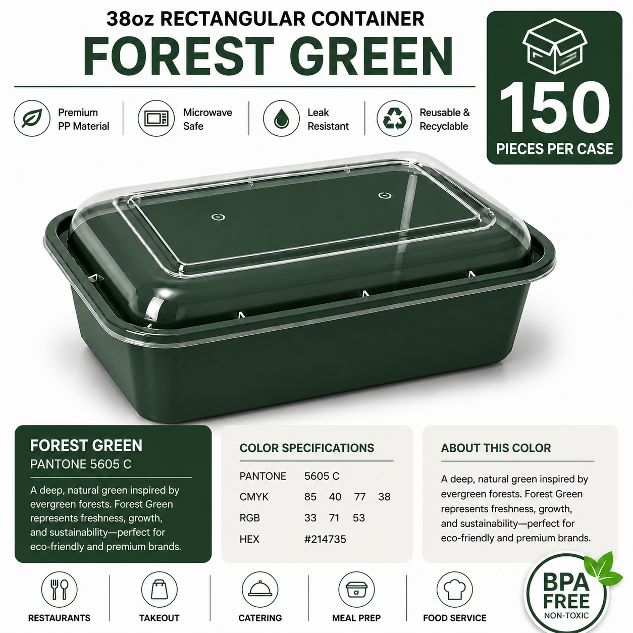 Forest green color food container