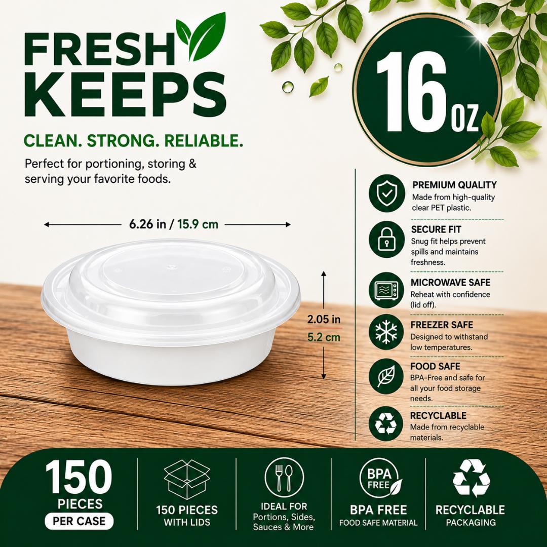 16 OZ Round Food Container