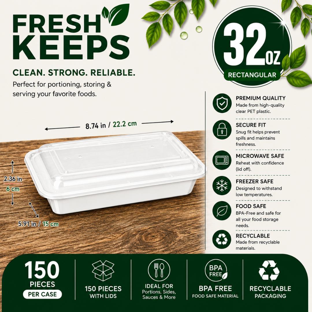 32OZ Rectangular Food Container