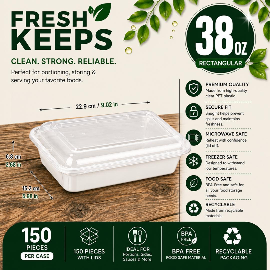38 OZ Rectangular Food Container