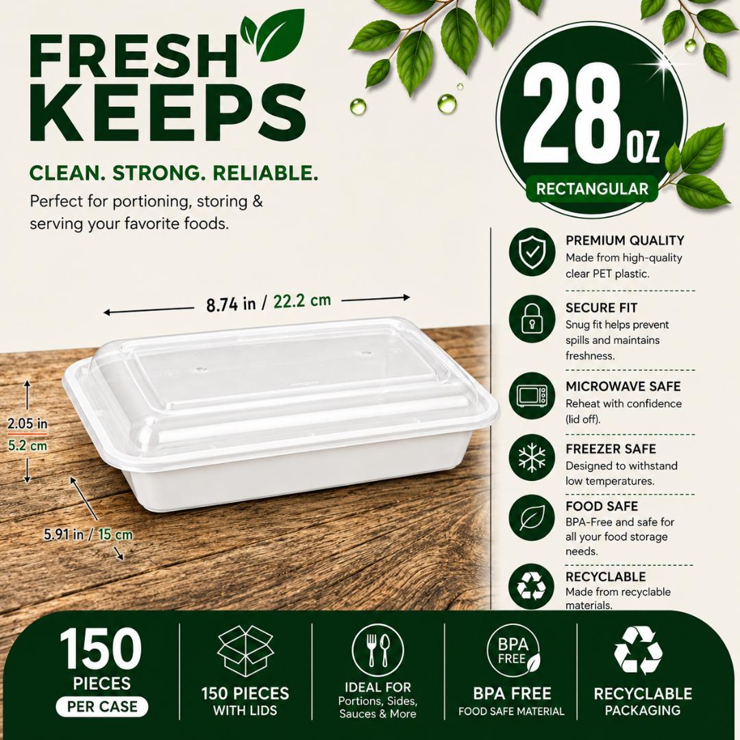 28OZ Rectangular Food container