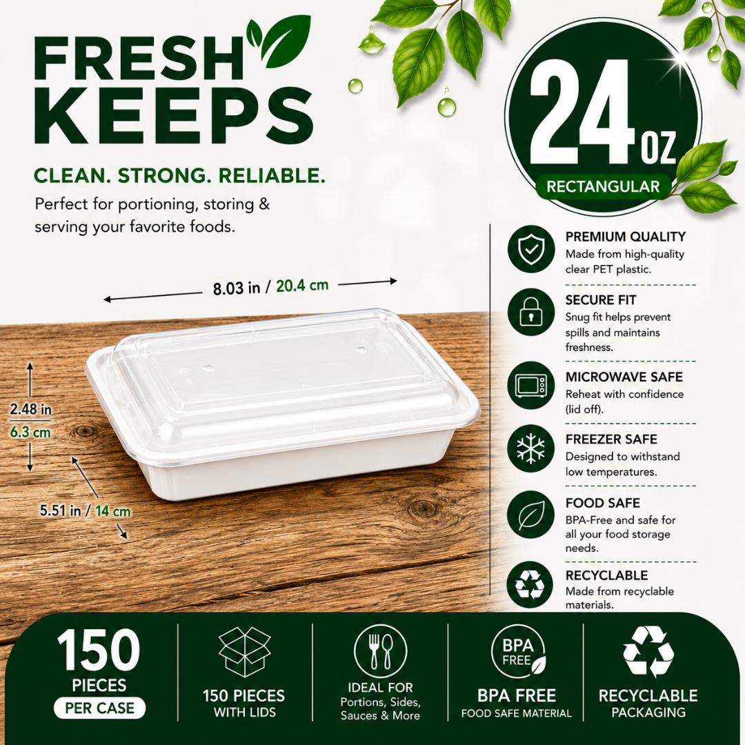 24OZ Rectangular Food Container