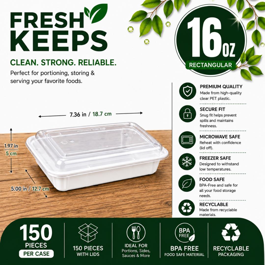 16OZ Rectangular Food Container