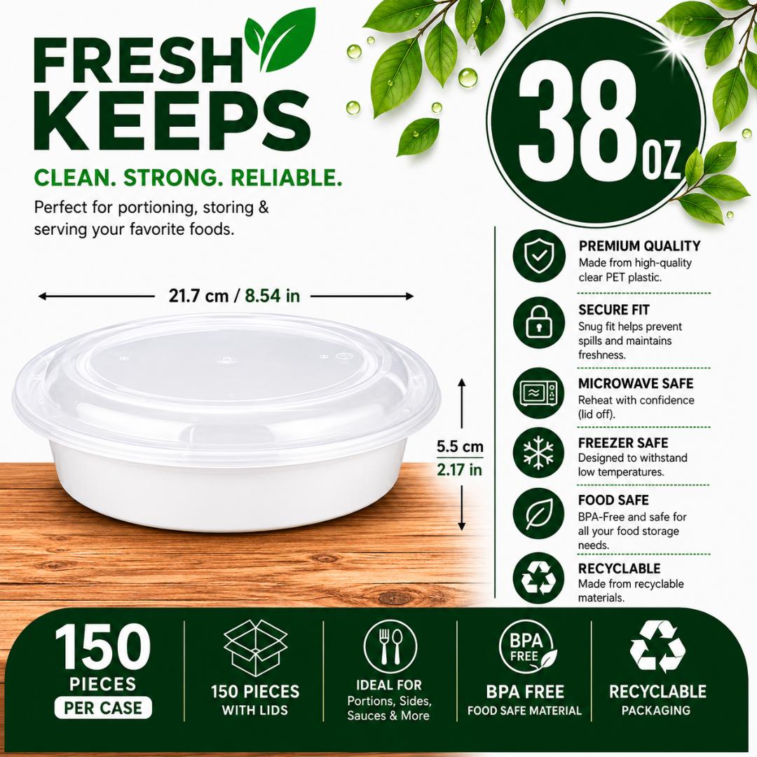 38 OZ Round Food Container